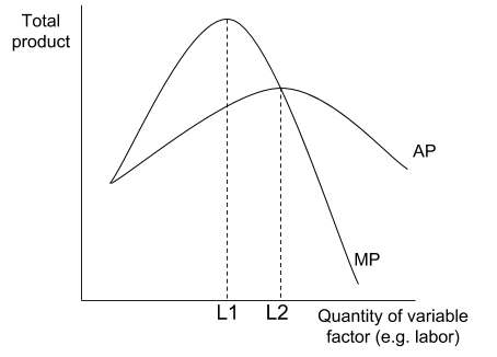 Theory of the Firm - Production: Average Product and Marginal Product diagrams